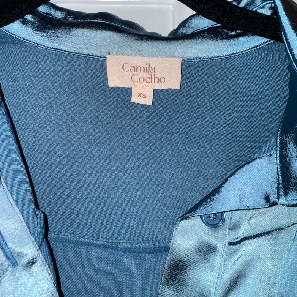 Camila Coelho Blue Satin Mini Dress - Picture 4 of 6